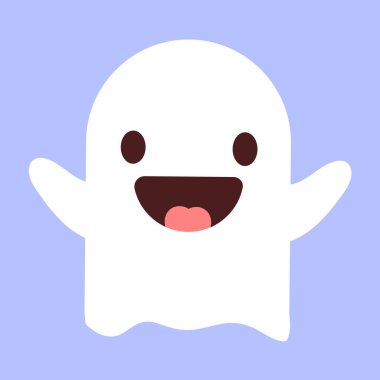 Beyaz arka planda vektör düz dizayn Cadılar Bayramı hayaleti