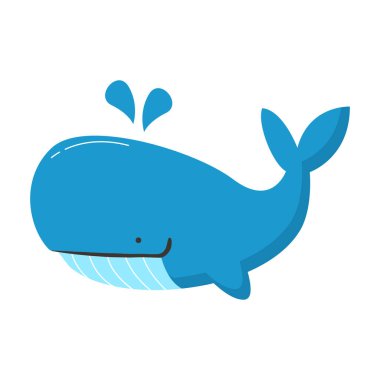 Vektör şirin mavi balina çizgi film ikonu çizimi