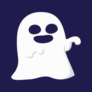 Mavi arkaplanda sevimli beyaz hayalet ögesi