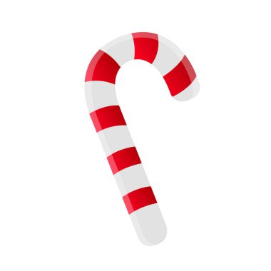 Vector Noel bastonu, Noel şekeri, Noel çubuğu, kırmızı şeker. Şeker kamışı beyaz üzerine izole