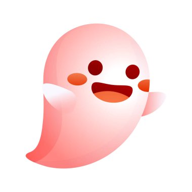 Beyaz üzerine Cadılar Bayramı hayaleti vektör düz tasarımı