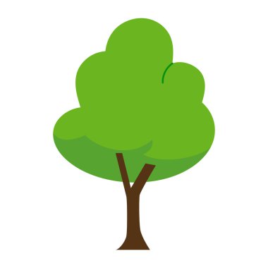 Beyaz arkaplanda vektör ağacı düz ögesi