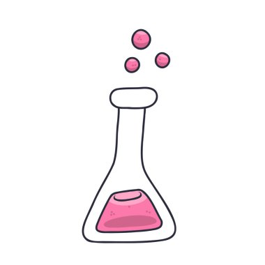 Vektör çocuklar karikatür kimyasalları çiziyorlar cam tüp şişe şablon cam kap ikonu izole edilmiş