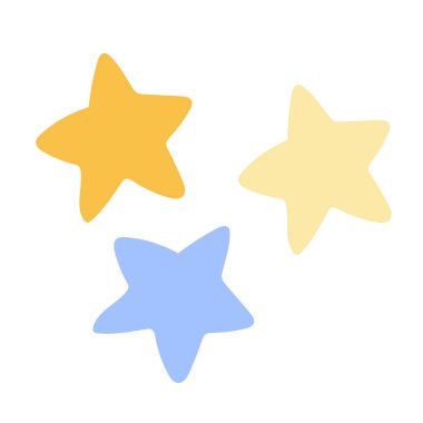 Vektör yıldızlar beyaz üzerine düz dizayn etiketi yapıştırır