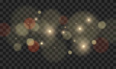 Vektör yumuşak bokeh ve ışıklar. Soyut güneş ışığı ve şeffaflık ile halka şeklinde parlak bir güneş patlaması.