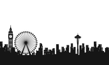 Vektör şehir manzarası Londra ufuk çizgisi sahne simgesi