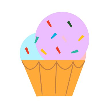 Beyaz üzerine düz biçimli vektör kekleri