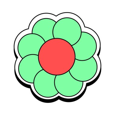 Vektör çiçek simgeleri vektörel logo illüstrasyonu düz biçim arkaplanda izole