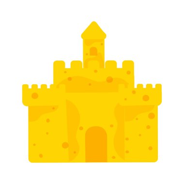 Beyaz arkaplanda izole edilmiş vektör kum kalesi