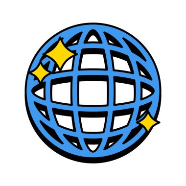 Vektör y2k dünya simgesi vektörü ve yıldız simgesi