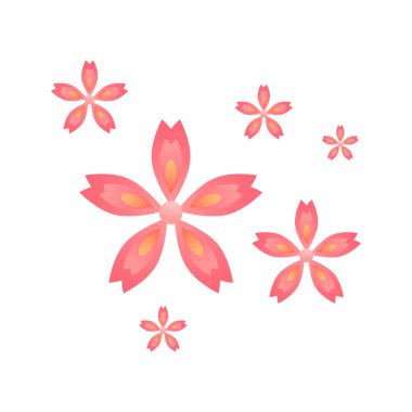 Çizgi film tarzında izole edilmiş kiraz çiçeği ya da sakura.