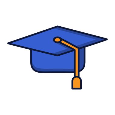 Beyaz arkaplanda mezuniyet şapkasının vektör illüstrasyonu