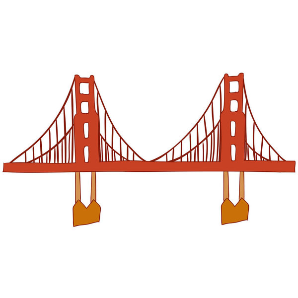 Vector golden gate bridge vector flat illustration