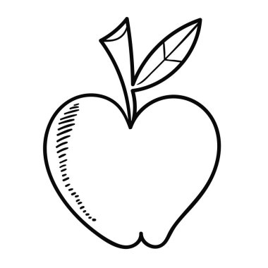 Beyaz arkaplanda vektör karalama elması