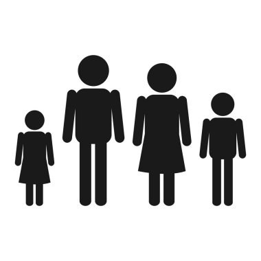 Beyaz üzerine vektör düz tasarım aile sembolü