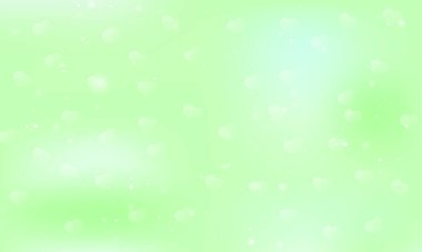 Vector fantezi sevgililer günü geçmişi. Pastel renkte desen. Yıldızlı ve kalpli yeşil gökyüzü