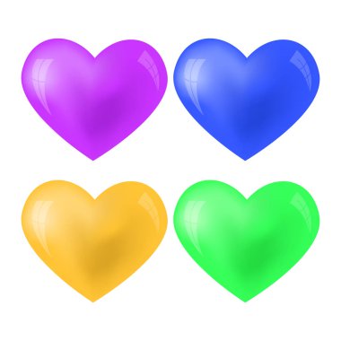 Beyaz arkaplanda izole edilmiş vektör parlak renkli kalp