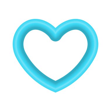 Beyaz arkaplanda izole edilmiş vektör mavi parlak kalp sembolü gerçekçi 3d vektör çizimi