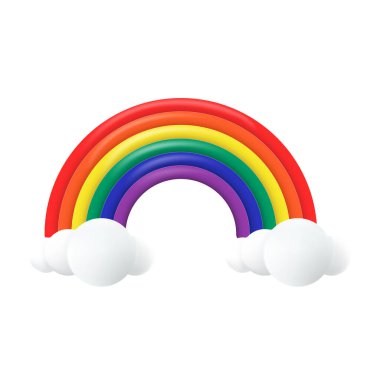 Beyaz arkaplanda vektör gerçekçi gökkuşağı kavramı