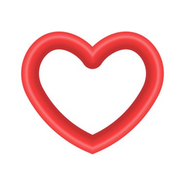 Beyaz arkaplanda izole edilmiş vektör kırmızı parlak kalp sembolü gerçekçi 3d vektör çizimi