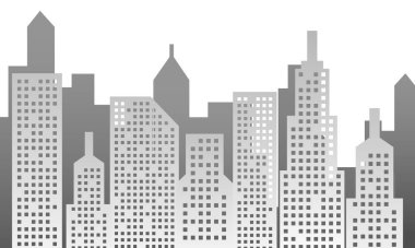 Beyaz arkaplanda vektör silueti ufuk çizgisi çizimi