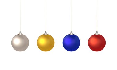 Şeffaf arkaplanda izole edilmiş farklı renkte, gerçekçi noel balosu seti.