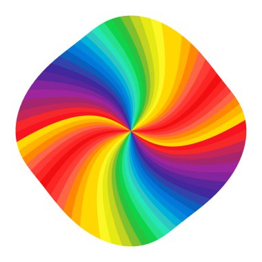 Merkeze doğru kıvrılan canlı gökkuşağı renkli girdabın vektör arkaplanı