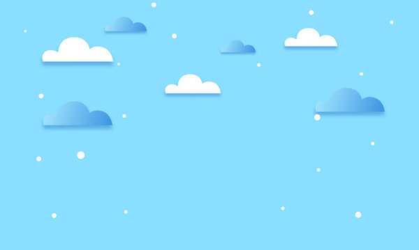 Vector cloudy blue background. pastel paper cut style vector