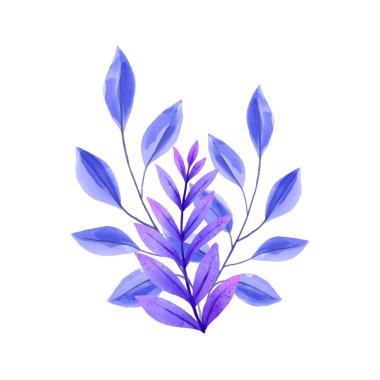 Şeffaf arkaplanda çeşitli suluboya yaprağının vektör kümesi