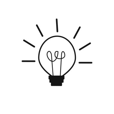 Vektör elle çizilmiş lamba karalama simgesi. Elle çizilmiş siyah çizim. işaret sembolü