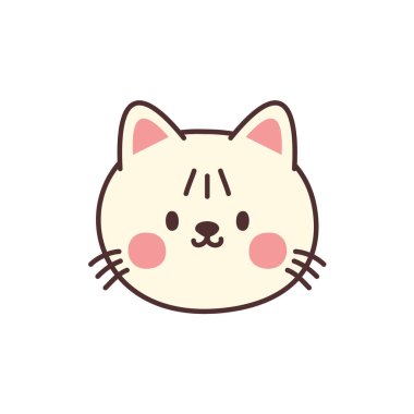 Beyaz arkaplanda şirin kedi yüz tasarımı