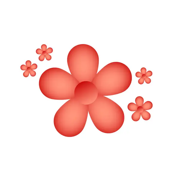 Vecteur Rouge Fleur Cerisier Fleur Illustration Icône — Image vectorielle