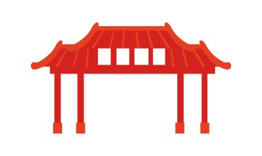 Beyaz arka planda izole edilmiş Çin kapısı ya da paifang