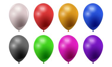 Renkli balonlar hazır. Yuvarlak balon uçan oyuncaklar doğum günü partisi kutlaması düğün karnavalı, gerçekçi