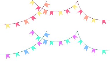 Rengarenk kiraz ve çelenk. Bayraklı karnaval çelengi