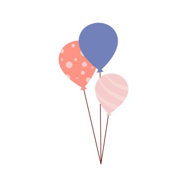 Beyaz arkaplanda vektör renkli helyum balonları