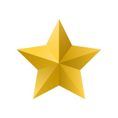 Beyaz arkaplanda izole edilmiş 3d altın yıldız