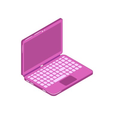 Beyaz arkaplanda izole edilmiş vektör dizüstü bilgisayar