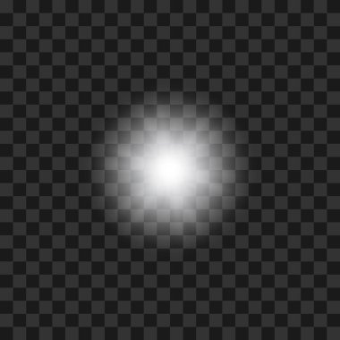 Şeffaf arkaplanda vektör beyaz parlayan ışık patlaması