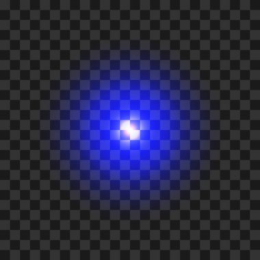Lens parlamalarının ışık efektleri üç mavi parlayan ışık efekti ve şeffaf bir arkaplan üzerinde parıltı.