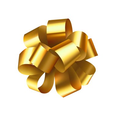 Vektör yayı gerçekçi bir şekilde ayarlanmış izole hediye kurdelesi