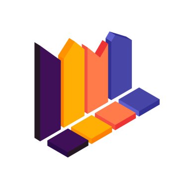 Vektör izometrik çizelgesi. İş sunumlarınız için izometrik 3d vektör grafikleri, izometrik bilgi