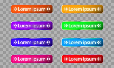 Vektör renkli, parlak, sekiz düğmeli boş düğmeler