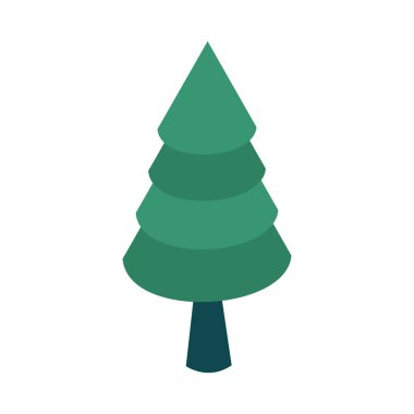 Beyaz arkaplanda izole edilmiş vektör yeşil noel ağaçları