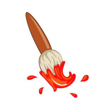 Kırmızı boya sıçramalı vektör boya fırçası