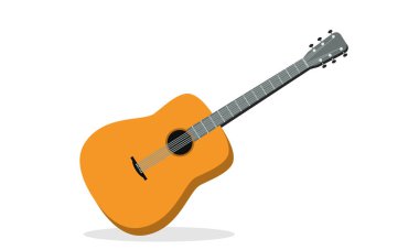 Vektör gerçekçi akustik gitar ahşap enstrüman blues, caz veya rock için