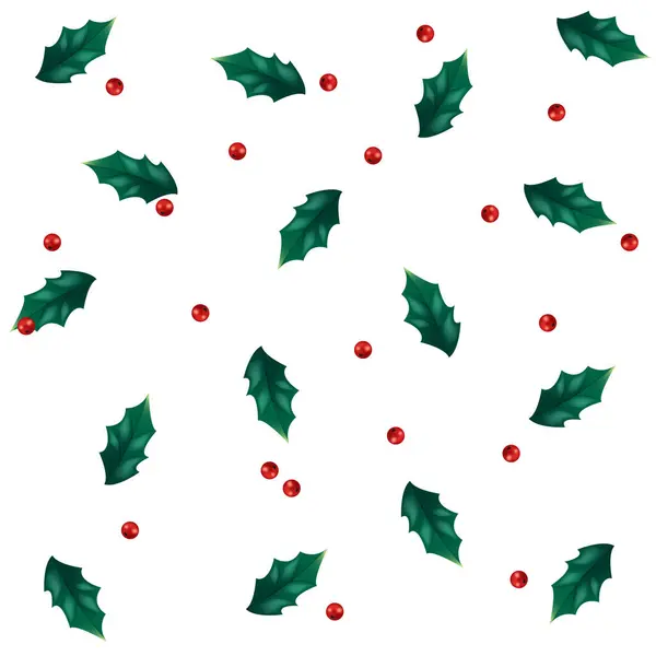 Vettore Modello Vischio Natale Senza Soluzione Continuità Con Fiocchi Neve — Vettoriale Stock