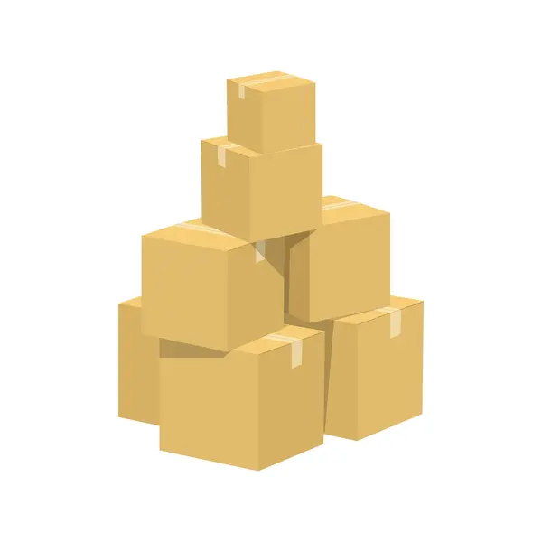 Vector Set Isometric Carton Cardboard Box — Stock Vector