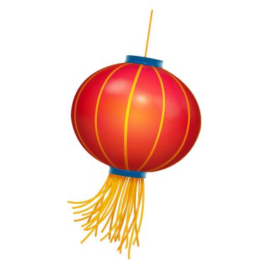 Beyaz 3D resimleme üzerine izole edilmiş vektör Çin feneri
