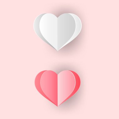 vektör, beyaz arkaplanda kalpleri katladı Sevgililer Günü